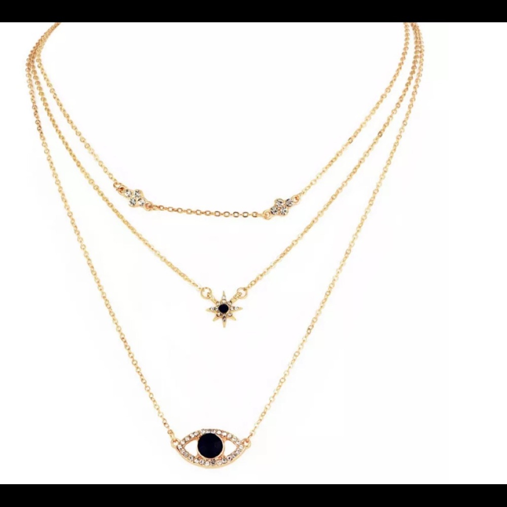 Fashion Multilayer Star Evil Eye Pendant Necklace - Picture 2 of 7